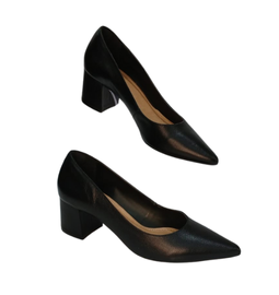 Scarpin Couro Ambar/ Preto - Imagem 5