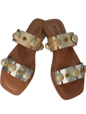 Rasteira couro duas tiras