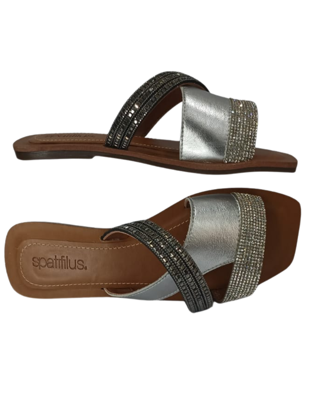 Rasteira couro strass - Imagem 2